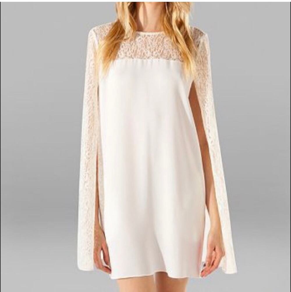 Maje Lace Cape Mini Dress Size Large NWT Romantic Feminine Ivory Timeless